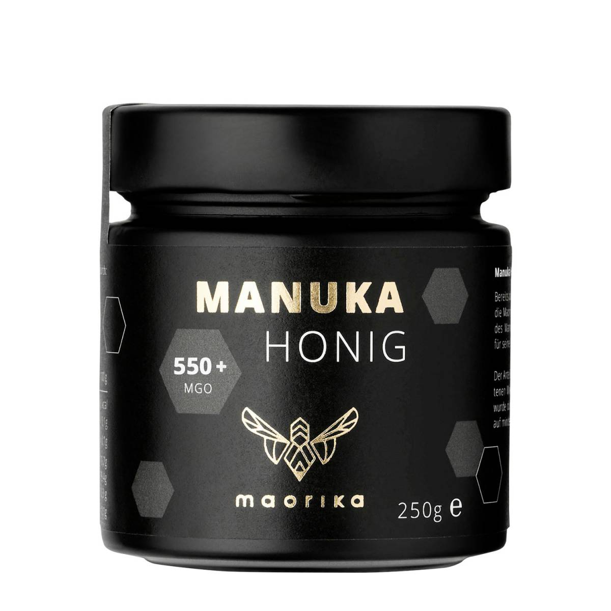 Manuka-Honig MGO 550+ im lichtundurchlässigem 250 g Glas