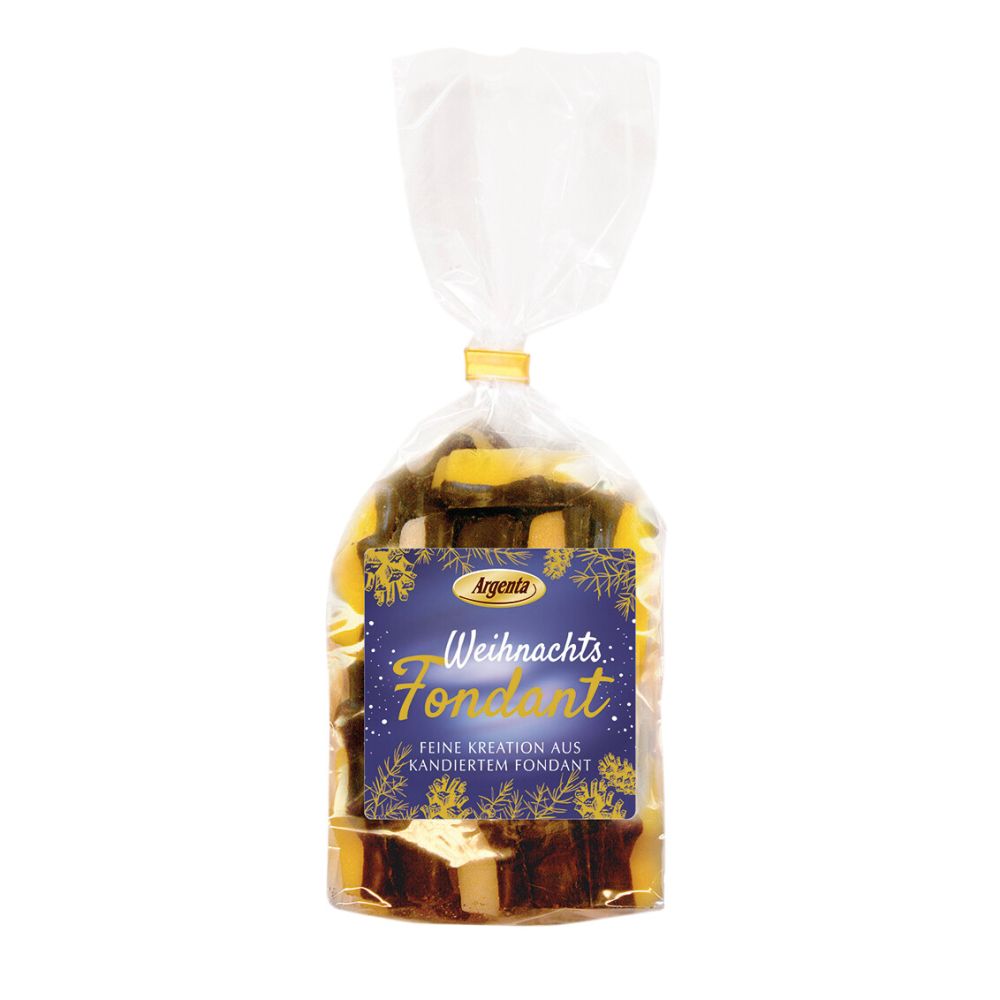 Fondantsterne in Cellophantüte mit Etikett mit Clip