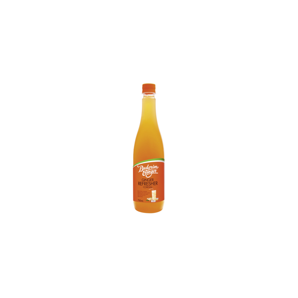Plastikflasche mit orangenem Deckel und Etikett