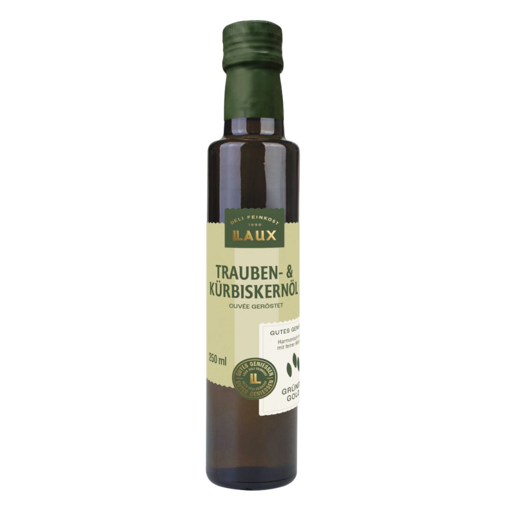 längliche Flasche mit Etikett und grüne Deckel