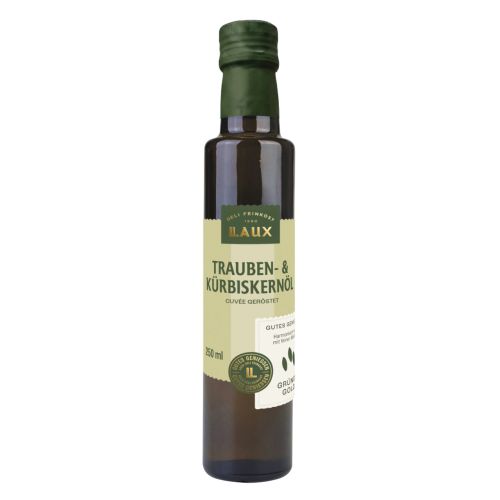 längliche Flasche mit Etikett und grüne Deckel