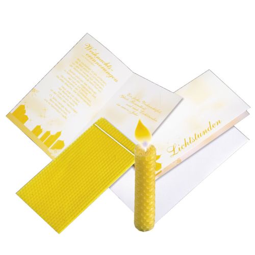 Lichtstundne-Grußkarte - Weihnachtsgedicht und Kerze zum Selberdrehen.