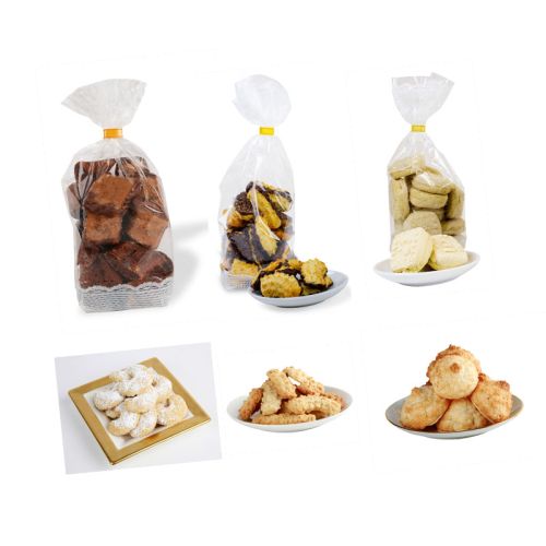 Je eine Tüte Anisplätzchen, Butter-Spritzgebäck, Vanille-Kipferl, Vanillegebäck, Kokosmakronen