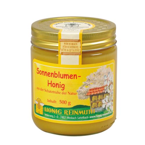 Der Sonnenblumenhonig von Honig Reinmuth im 500 g Glas