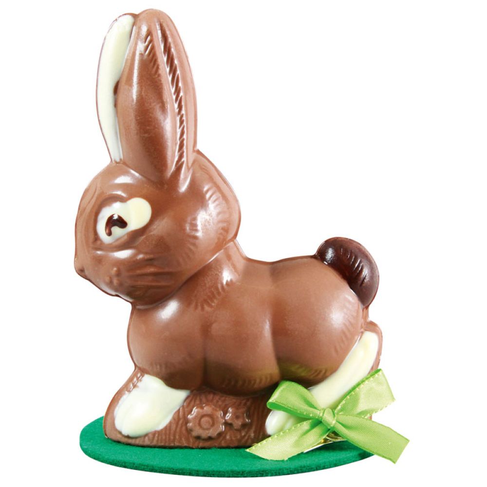 Lustiger Springhase, in Cellophan verpackt mit Schleifchen.
