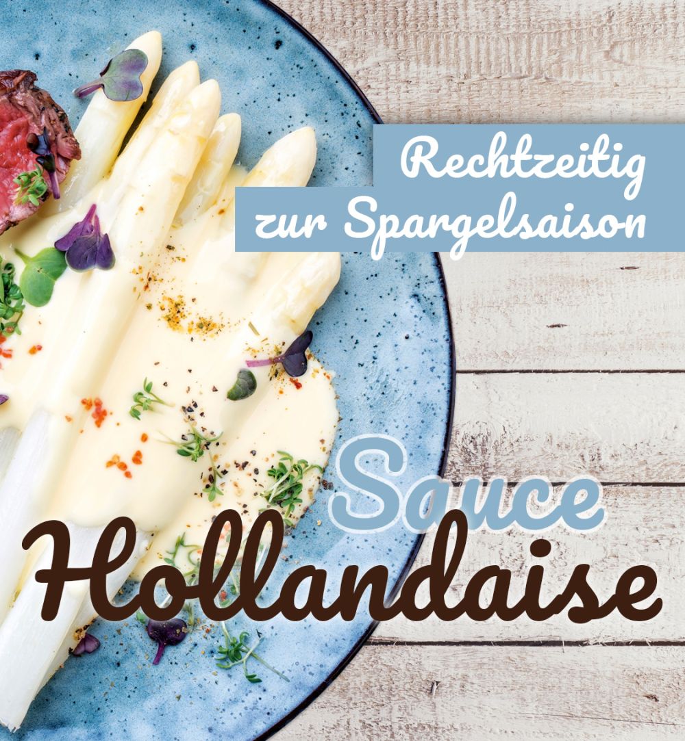 Sauce Hollandaise auf einem Teller mit Spargel