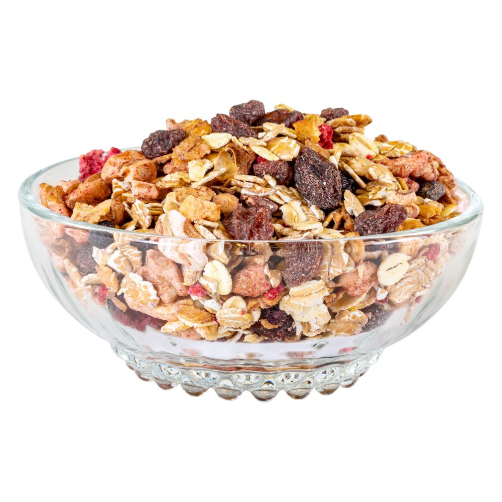 Beerenmüsli in einer Glassschale