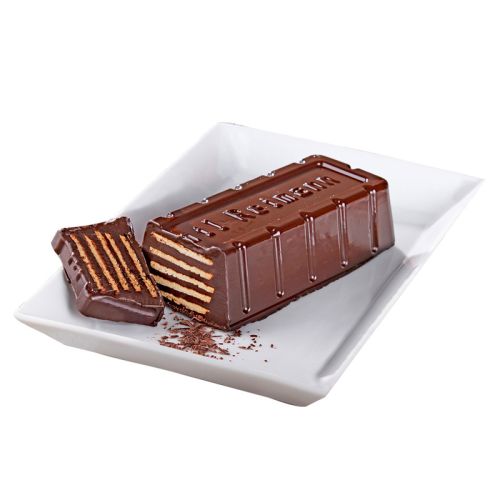 Kalter Hund aus Butterkeks und Schokolade Kalter Hund aufgeschnitten angerichtet