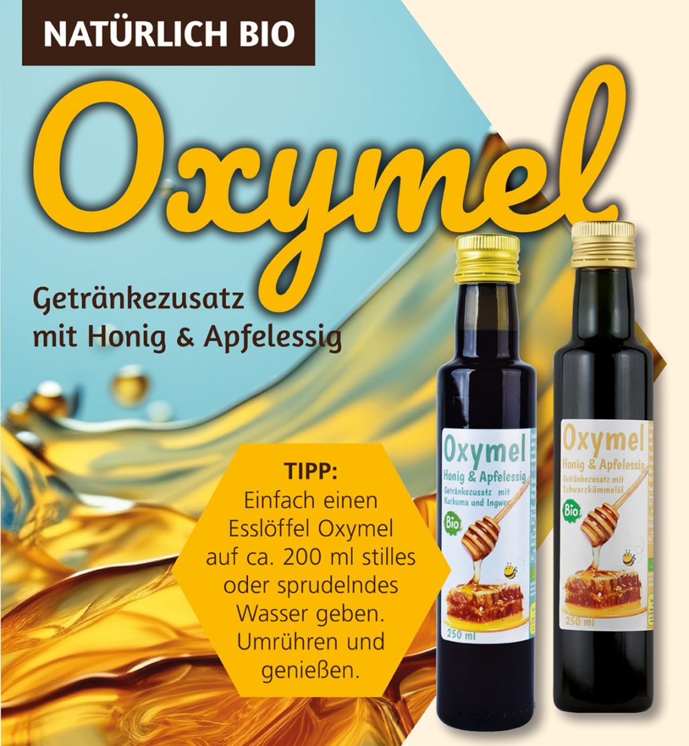 Bild mit dem Getränkezusatz Oxymel in zwei verschiedenen Geschmacksrichtungen